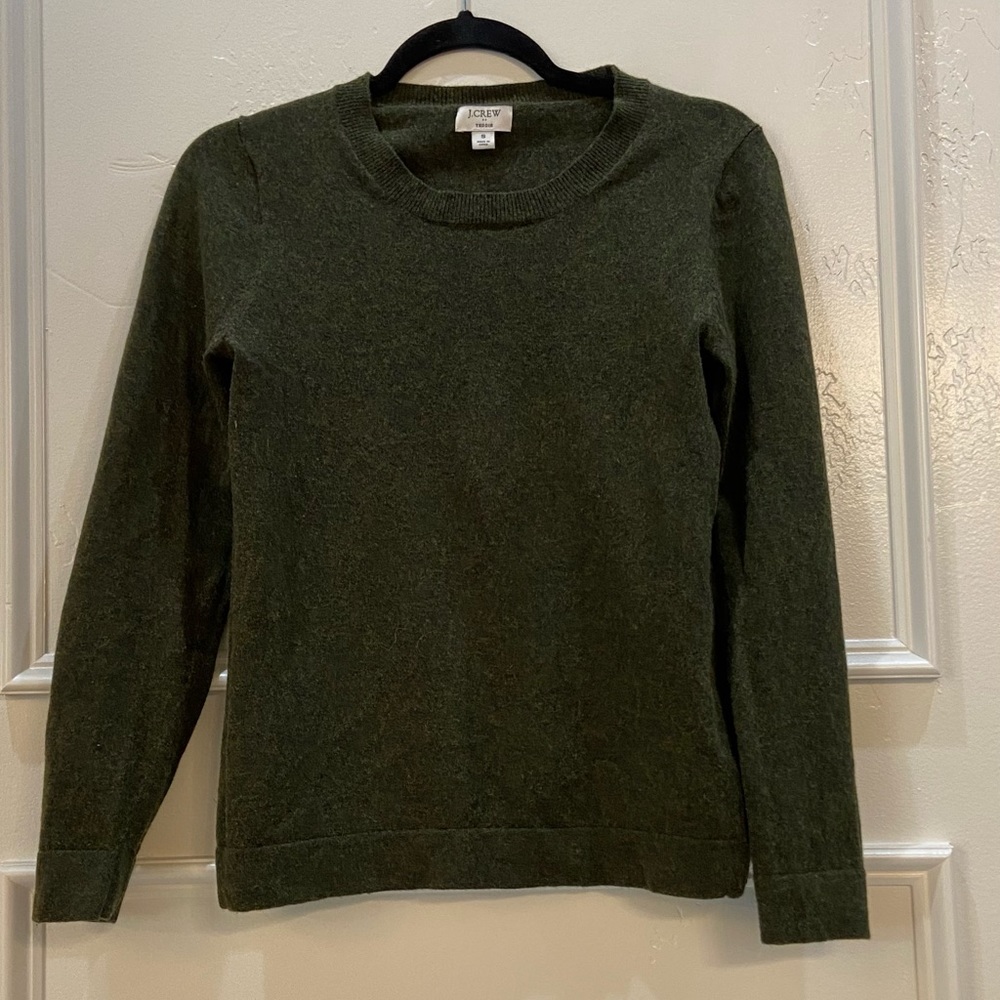 Jcrew green teddy sweater